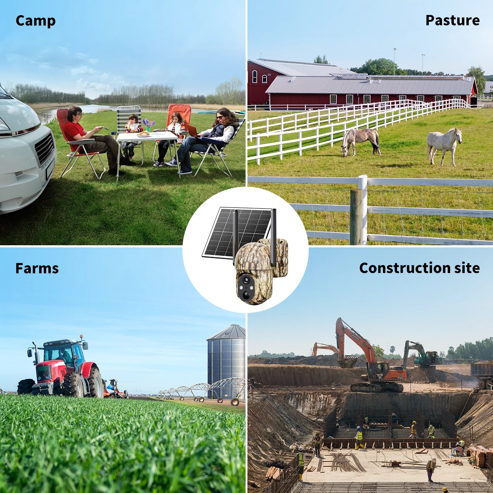 4G LTE Solar Cellular Trail Camera, 2K HD Wildlife Deer Game Hunting Camera with Color Night Vision, PIR Motion Detection, 360° PTZ View, Outdoor Security