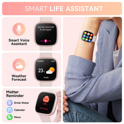 1.72 Women'S Smartwatch with Fitness Tracker, Fitness Watch with 100+ Exercise Modes, Answer/Call, Smartwatch Fits for Android & Iphone Devices (Pink)