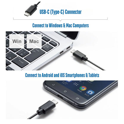 CBUS Wired USB C Mouse, 6-Button Quiet Click Computer Mouse - 4 DPI Speeds, Ergonomic, LED Backlight - Compatible with Mac, Chromebook, HP, DELL XPS, ASUS, Surface, Silent Gaming Mouse Type-C Wired