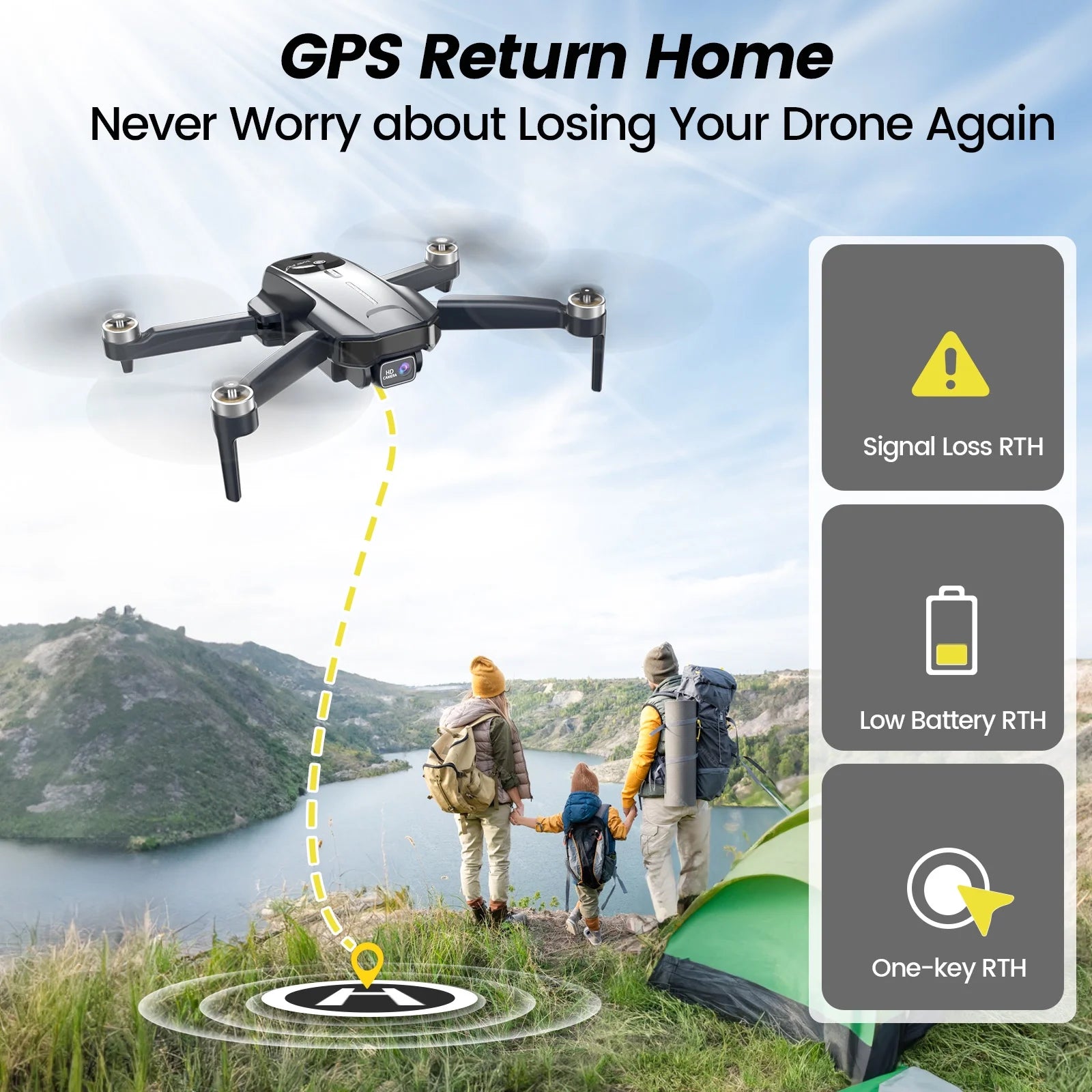 WF31 Drones with Camera for Adults 4K, GPS Foldable Quadcopter, 50 Min Flight Time, Black
