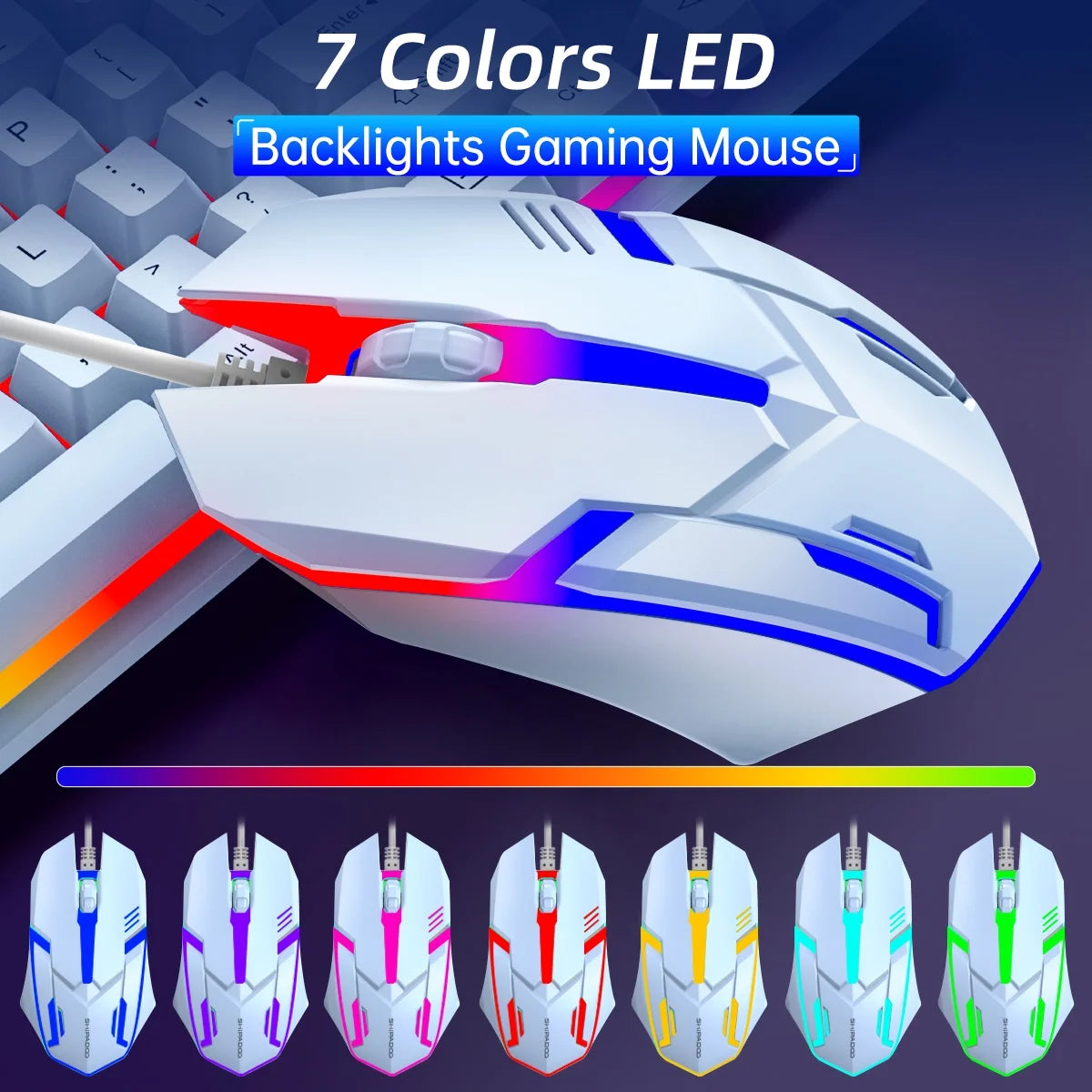 Wired Keyboard & Mouse Combo, Retro Punk RGB Backlit Gaming Keyboard and Mouse W/Multimedia and Shortcut Keys, PC Gaming Keyboard, Office Keyboard for Working or Primer Gaming, Office Device, Blue