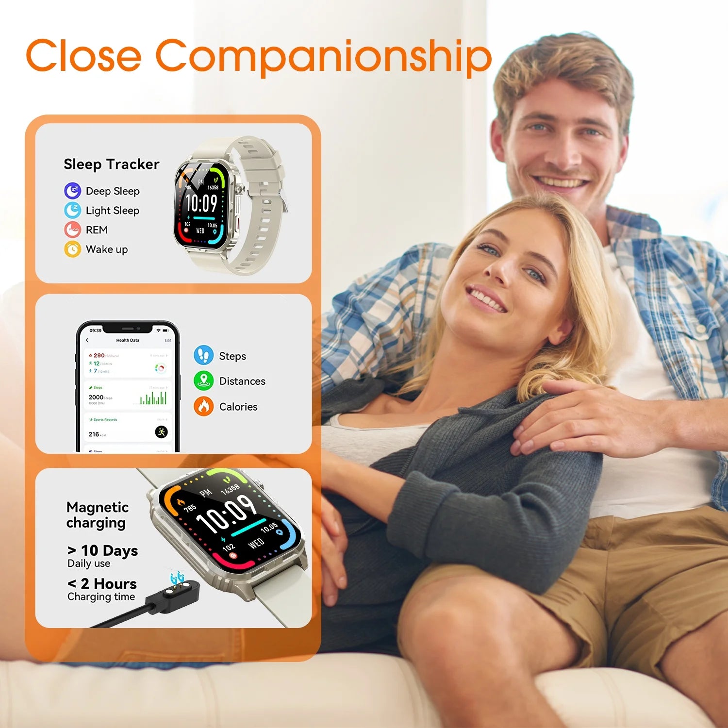 Smart Watch , H5 IP68 Waterproof Smartwatch for Women Men , Smart Watch with Bluetooth Call(Answer/Make Calls), Beige