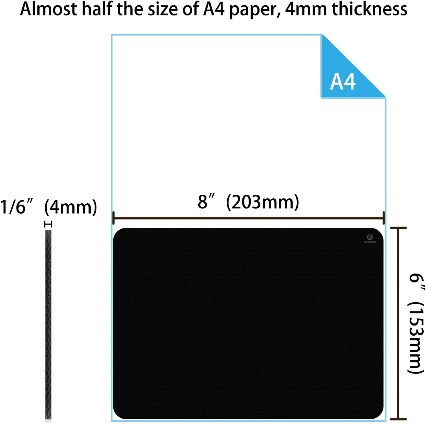 Small Mouse Pad 6 X 8 Inch, Mini Mouse Pad Thick for Laptop Wireless Mouse Home Office Travel, Portable & Washable (Black)