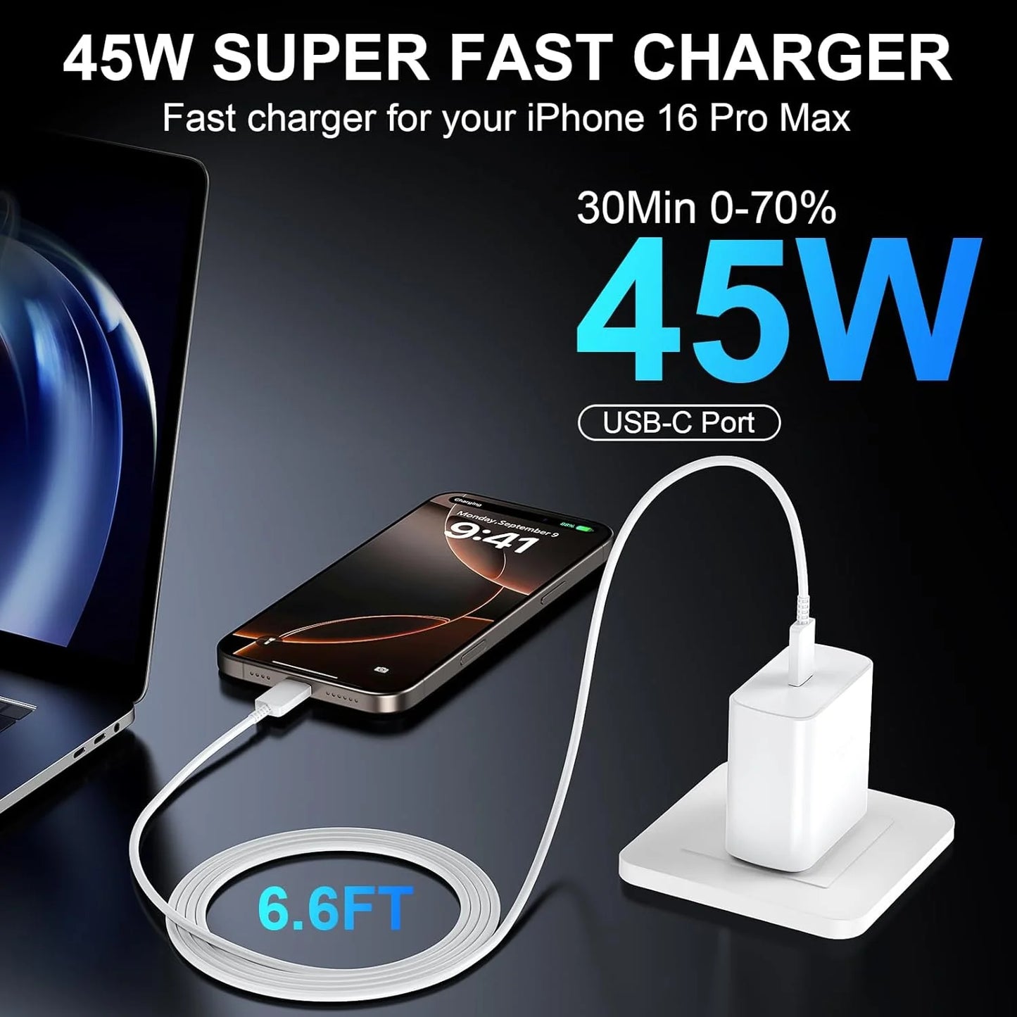 Super Fast Charger Type C, 2Pack 45W USB C Fast Charging Block Wall Charger with 2*10FT Android Phone Charger Cable Compatible with Samsung Galaxy S25/S24/S23 Ultra/S23+/S22/S21/S20
