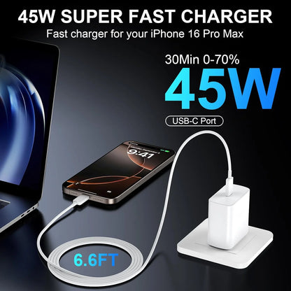 Super Fast Charger Type C, 2Pack 45W USB C Fast Charging Block Wall Charger with 2*10FT Android Phone Charger Cable Compatible with Samsung Galaxy S25/S24/S23 Ultra/S23+/S22/S21/S20