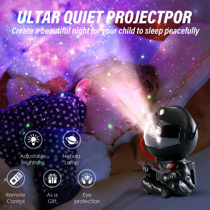 Astronaut Star Galaxy Projector, 360° Rotating Starry Sky Ceiling Led Night Light with Remote, for Kids Bedroom Party Decoration Lights (Black Guitar Model)