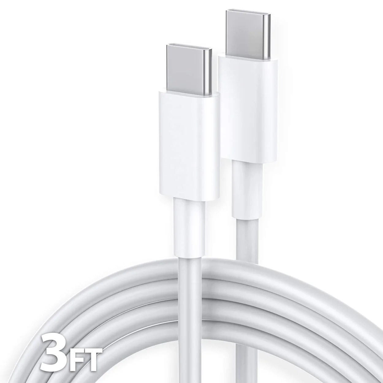 OEM USB-C to USB-C Fast Charger Cable Compatible with Iphone 16 / 16E / 16 Pro / 16 Pro Max / 16 Plus, Iphone 15 All Models / Galaxy S25 S24 S23 S22 S21 S20 Ultra and plus Models, 3Ft Universal White