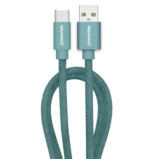 Powertek Corduroy USB-A to USB-C - Green