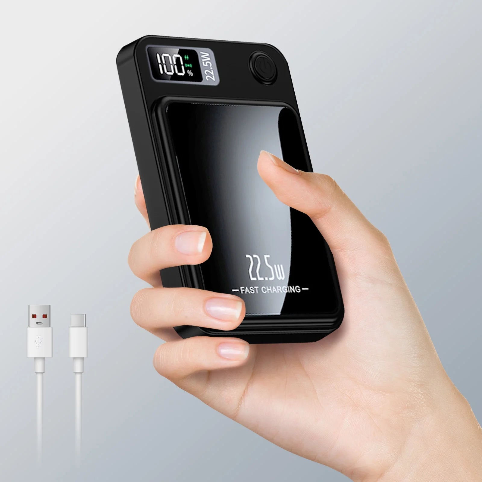 Power Bank,10000Mah Wireless Portable Charger with LED Power Display,22.5W Magnetic Power Bank Compatible with Iphone 8 and above Series,Black