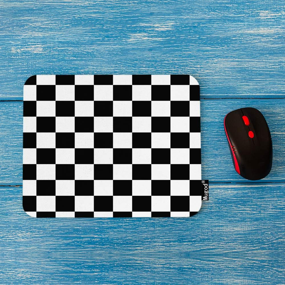 Checkerboard Mouse Pad Geometric Checkered Plaid Pattern Black and White Mouse Mat Non-Slip Rubber Base Mousepad for Computer Laptop PC Gaming Working Office & Home 9.5X7.9 Inch