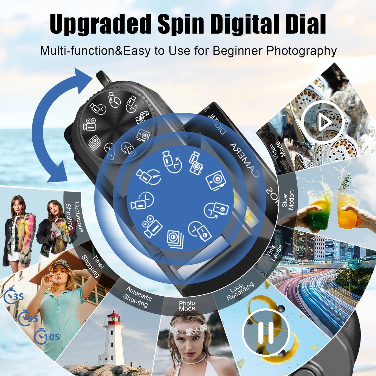 6K Digital Camera for Photography, 64MP Vlogging Camera for Youtube with 3" 180° Flip Screen, 16X Zoom Autofocus Compact Travel Beauty Cameras for Teens, with 32GB Micro SD Card