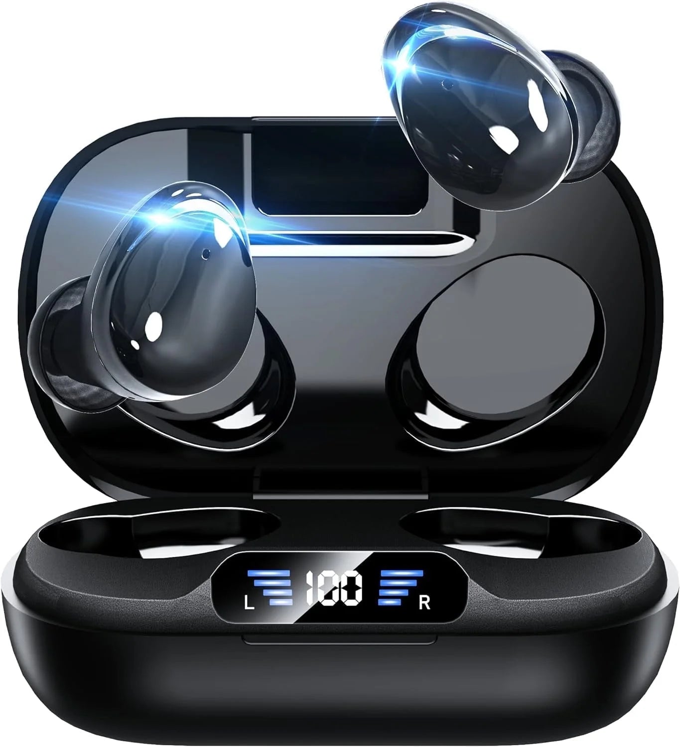 Wireless Earbuds, Bluetooth Headphones 5.3 Hifi Stereo Earphones, 48H Playtime, Bluetooth Earbud with Touch Control, IPX7 Waterproof Earphones Sport Headset for Android Ios,Black