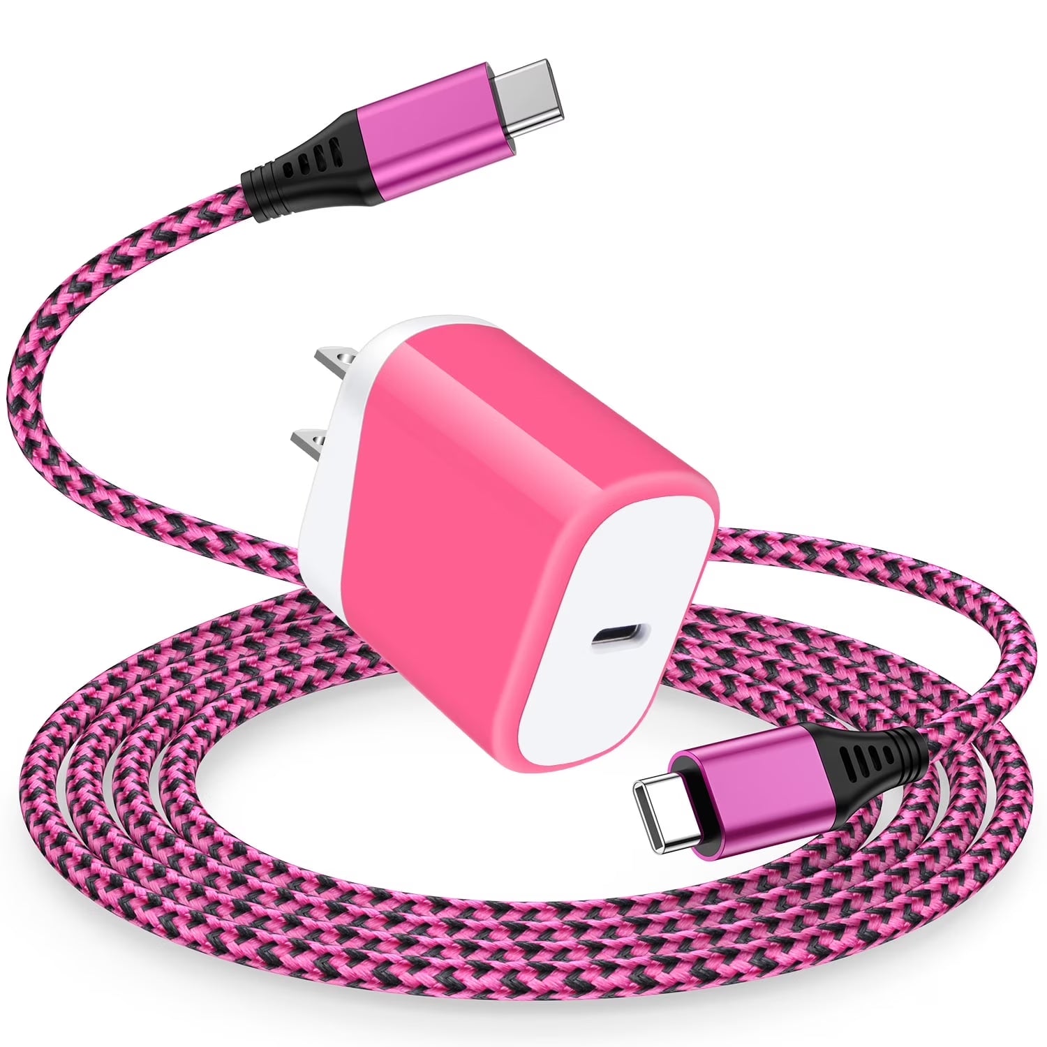 USB C Fast Charger Block, PD 20W USB C Block Adapter Plug Brick Wall Charger Type C Charger Block with USB C Charger Cable 6Ft Android Charger Fast Charging Phone Charger Block,Rose