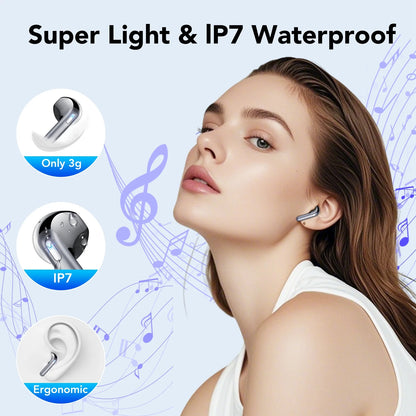 Wireless Earbuds, Bluetooth Headphones 5.4, 50Hrs Playtime Bluetooth Earbuds, in Ear Earphones with 4 ENC Call Noise Cancelling Mics, Ear Buds IPX7 Waterproof, Bass Boost 87%, USB-C Black