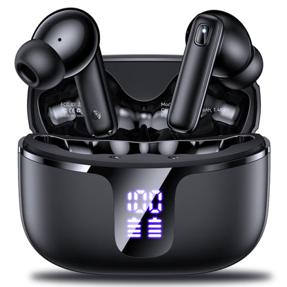 A11 Wireless Earbuds, Bluetooth 5.4 Earbuds Hi-Fi Stereo Bass 68H Playback LED Power Display Earphones with Mic IPX7 Waterproof In-Ear Earphones for TV Smart Phone Laptop Computer Sports