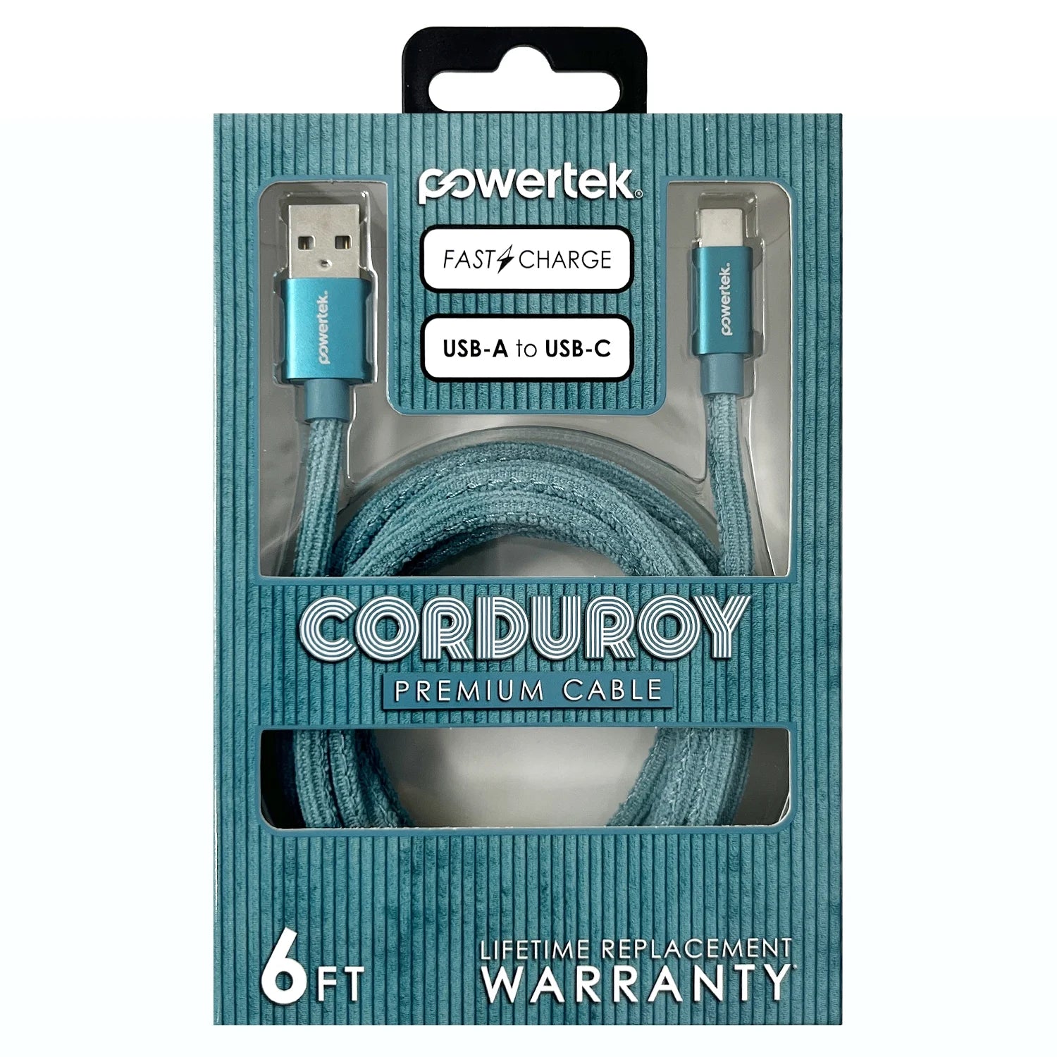 Powertek Corduroy USB-A to USB-C - Green