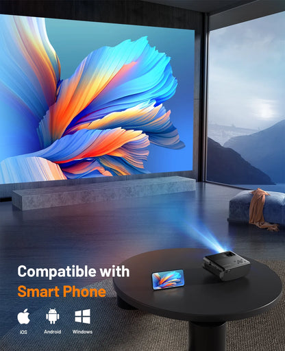 Portable Projector for Iphone, 1080P HD Projector 8000L with Tripod, Supporting Android/Ios/Windows, for Movies