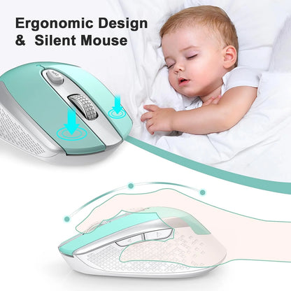 Computer Mouse Wireless,  2.4G Ergonomic Optical Mouse, Computer Mouse for Laptop, PC, Computer, Chromebook, Notebook, Auto-Sleep Mode, USB Receiver, 6 Buttons, 3 Adjustment DPI, Blue