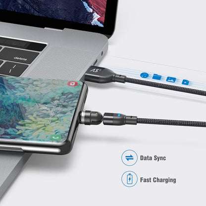 360 Magnetic Charging Cable (6Ft/3Pack) 5-Pin 540° Rotating Magnetic C Charger Fast Charging/Magnet Type C Cable USB C Magnet Charging Cable for Iproduct/Micro Usb/Type C Device