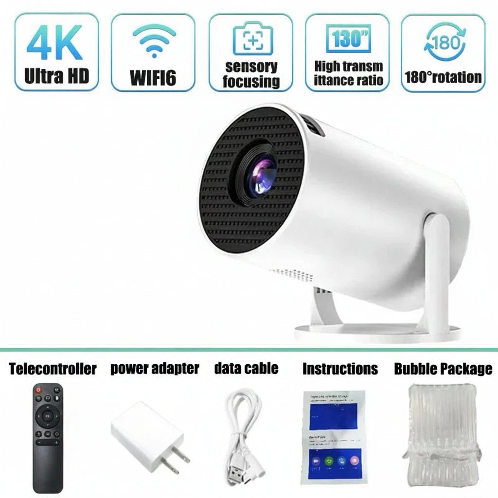 TECHODIB Portable Video Projector | Full HD 1080P, 270° Rotatable, USB & HDMI, Compatible with Android, iOS, PC