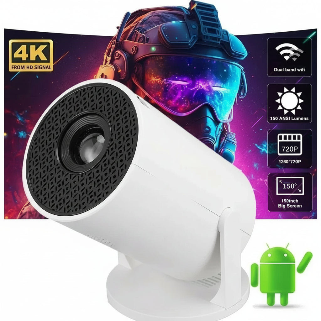 TECHODIB Portable Video Projector | Full HD 1080P, 270° Rotatable, USB & HDMI, Compatible with Android, iOS, PC