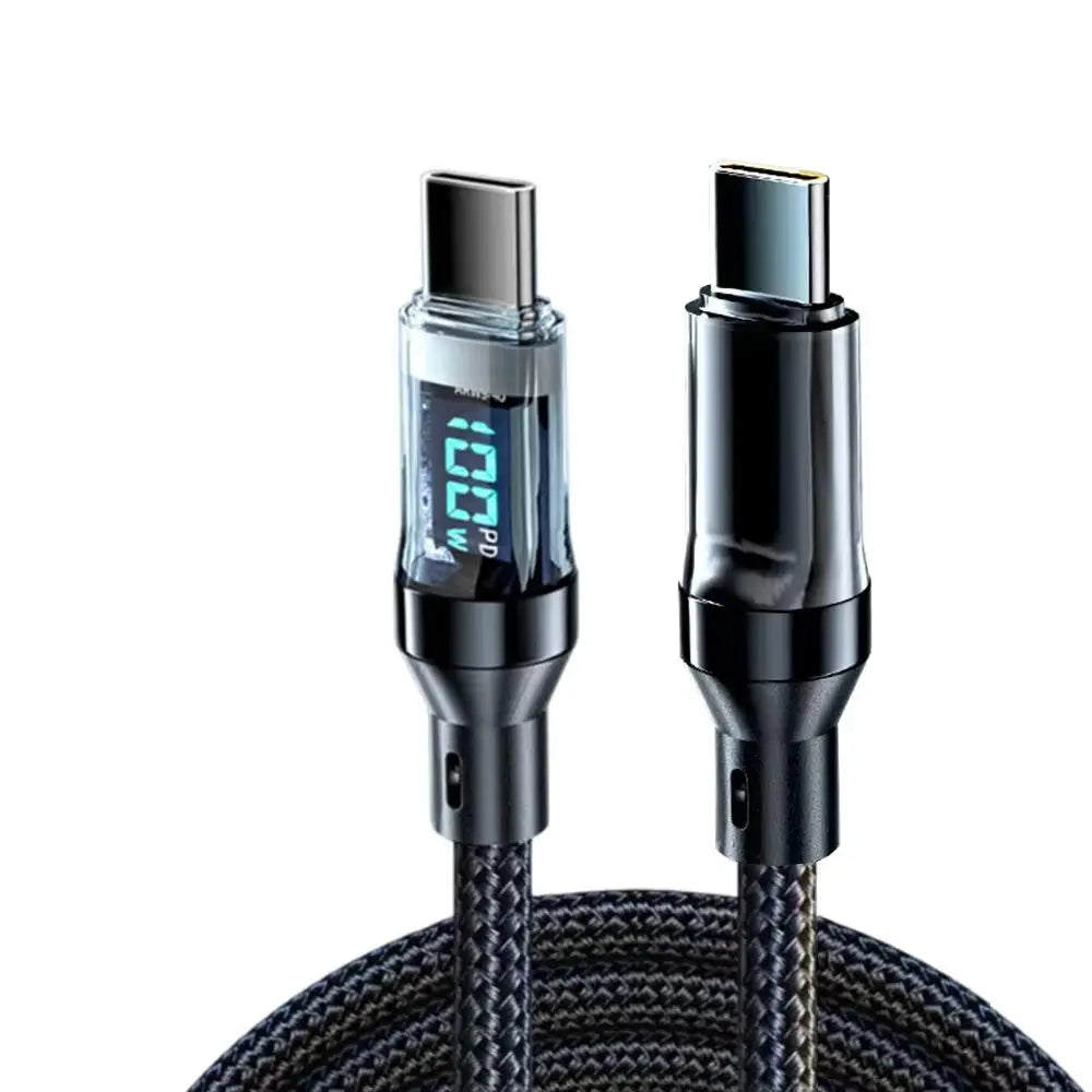 TECHODIB 120W USB Type-C Fast Charging Cable | LED Digital Display, Quick Charge Data Cord for Samsung, Xiaomi, Redmi, Vivo, Huawei
