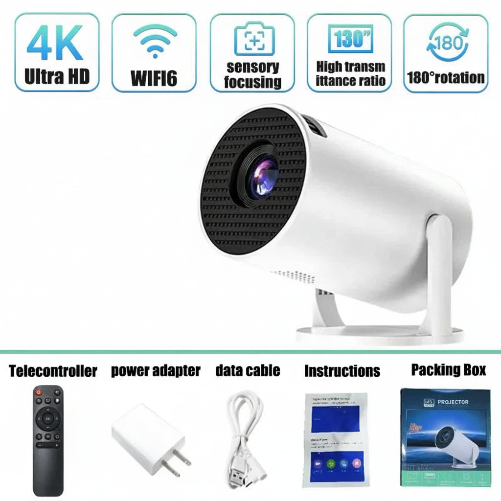 TECHODIB Portable Video Projector | Full HD 1080P, 270° Rotatable, USB & HDMI, Compatible with Android, iOS, PC