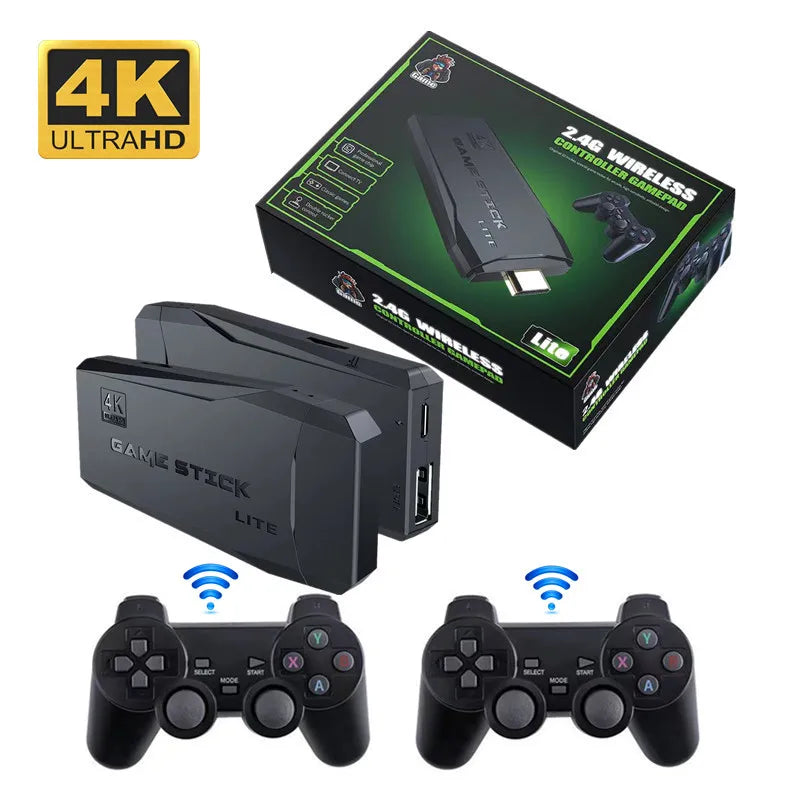 TECHODIB Retro Game Console | 2.4G Dual Wireless Controllers, 4K, 64GB, 10,000 Games