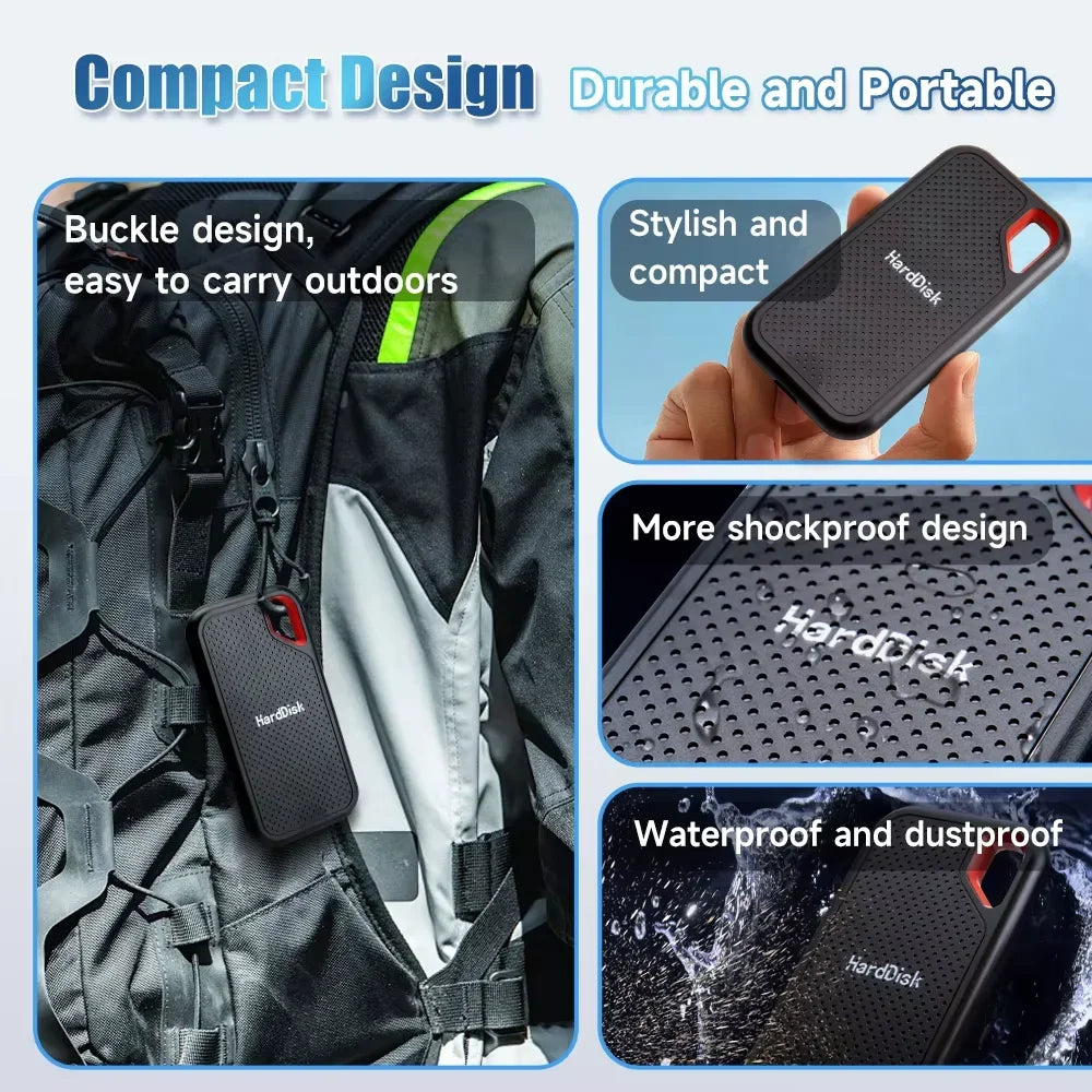 TECHODIB Portable SSD Drive | High-Speed 1TB–128TB External Hard Drive, Type-C/USB 3.1, Compatible with Laptop, PC, Mac