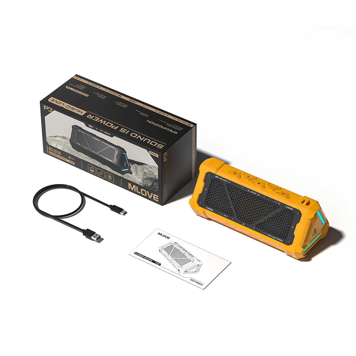 TECHODIB P3 Outdoor Bluetooth Speaker | 40W Stereo Sound, Bluetooth 5.3, IPX7 Waterproof, RGB Lights, Micro SD Support