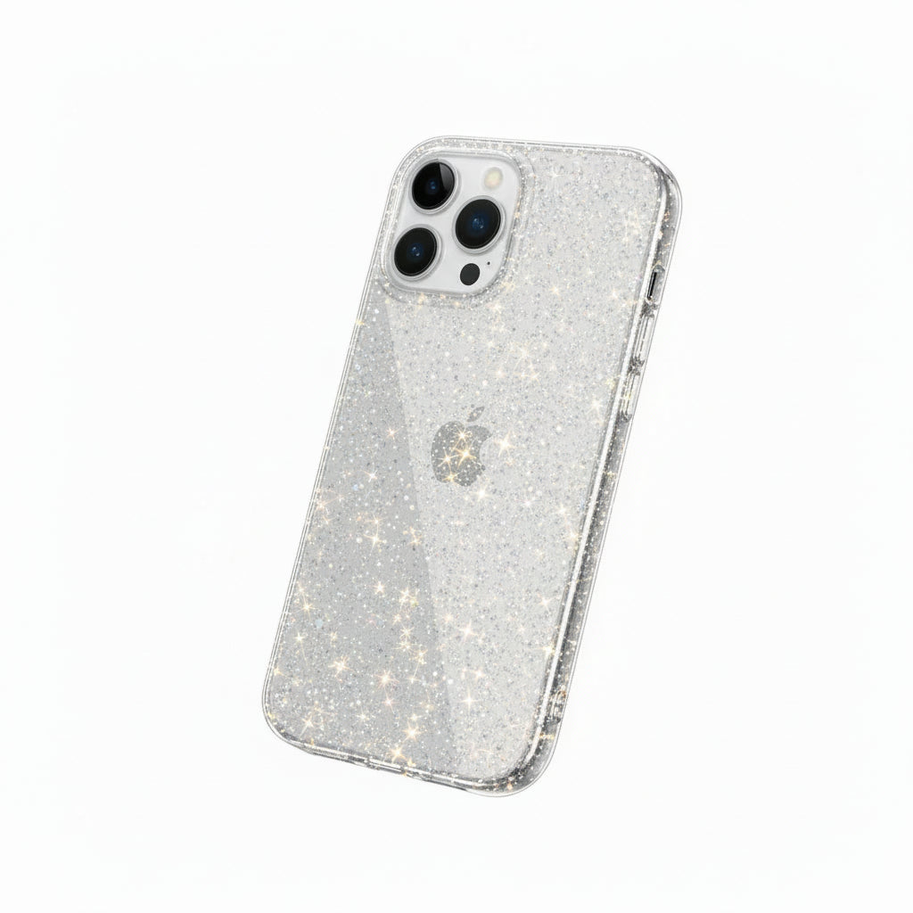 TECHODIB Luxury Glitter Clear Phone Case for iPhone 11–17 Series | Shockproof Soft Transparent Cover