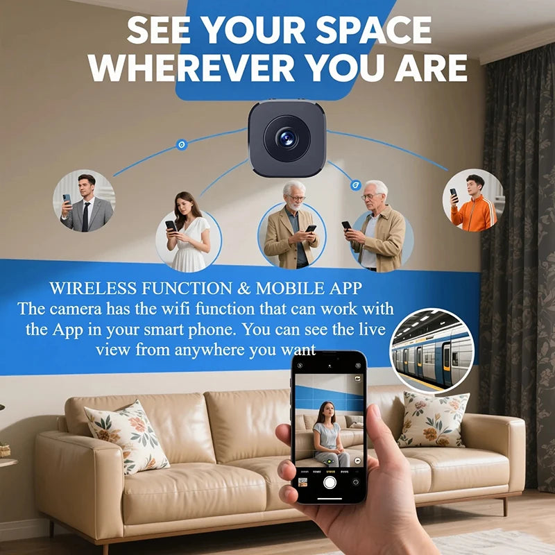 Mini Security Camera Pro – 4K Full HD Wi-Fi Surveillance with Two-Way Audio, Motion Detection & Infrared Night Vision (White)