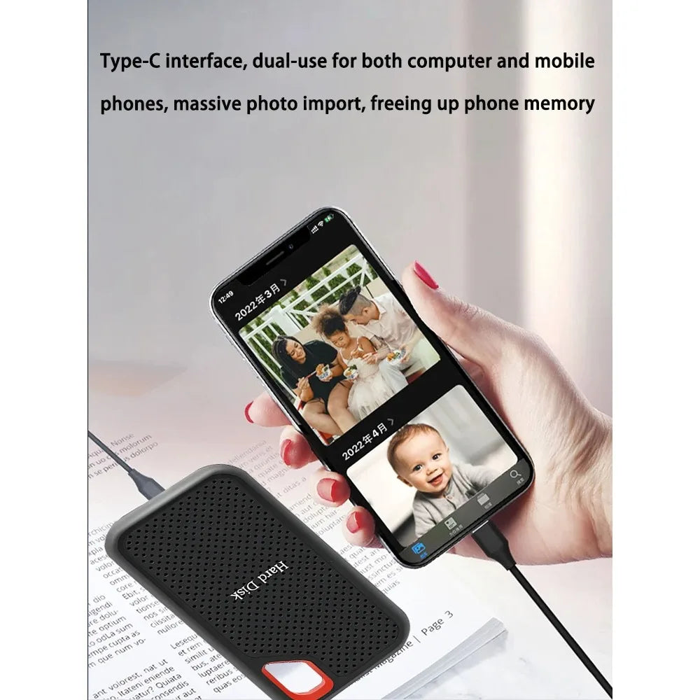 TECHODIB Portable SSD Drive | High-Speed 1TB–128TB External Hard Drive, Type-C/USB 3.1, Compatible with Laptop, PC, Mac