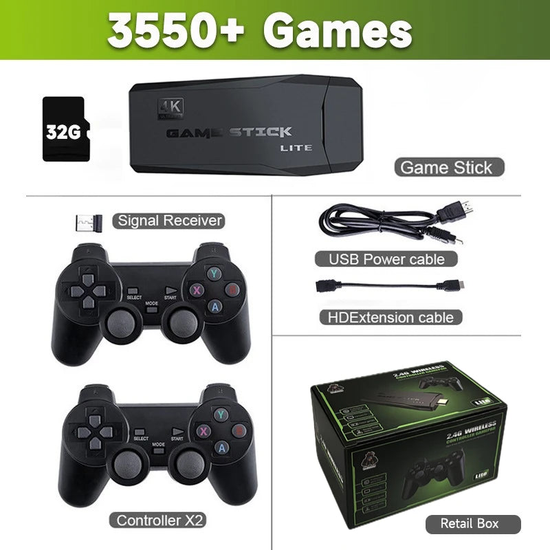 TECHODIB Retro Game Console | 2.4G Dual Wireless Controllers, 4K, 64GB, 10,000 Games
