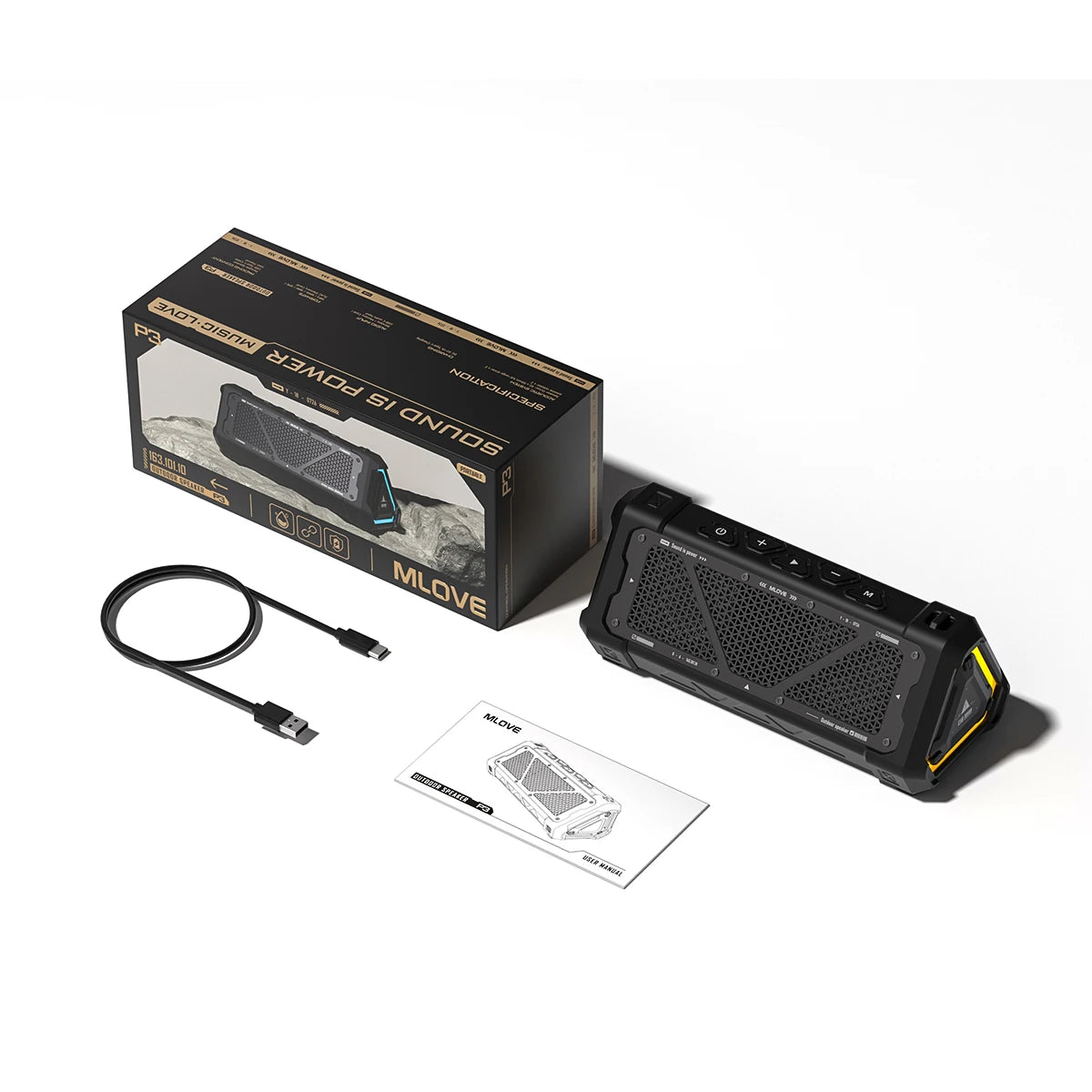 TECHODIB P3 Outdoor Bluetooth Speaker | 40W Stereo Sound, Bluetooth 5.3, IPX7 Waterproof, RGB Lights, Micro SD Support