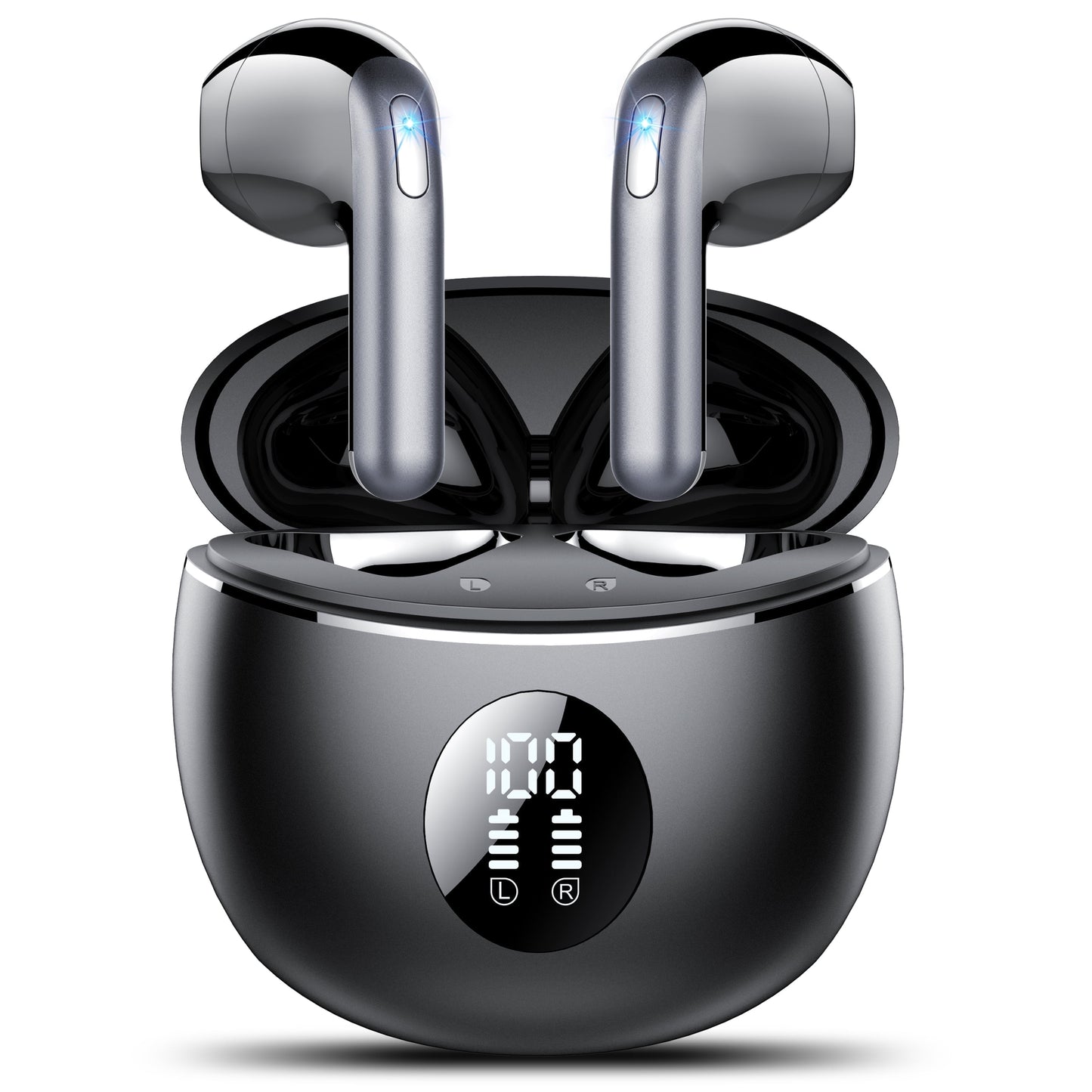 Wireless Earbuds, Bluetooth Headphones 5.4, 50Hrs Playtime Bluetooth Earbuds, in Ear Earphones with 4 ENC Call Noise Cancelling Mics, Ear Buds IPX7 Waterproof, Bass Boost 87%, USB-C Black