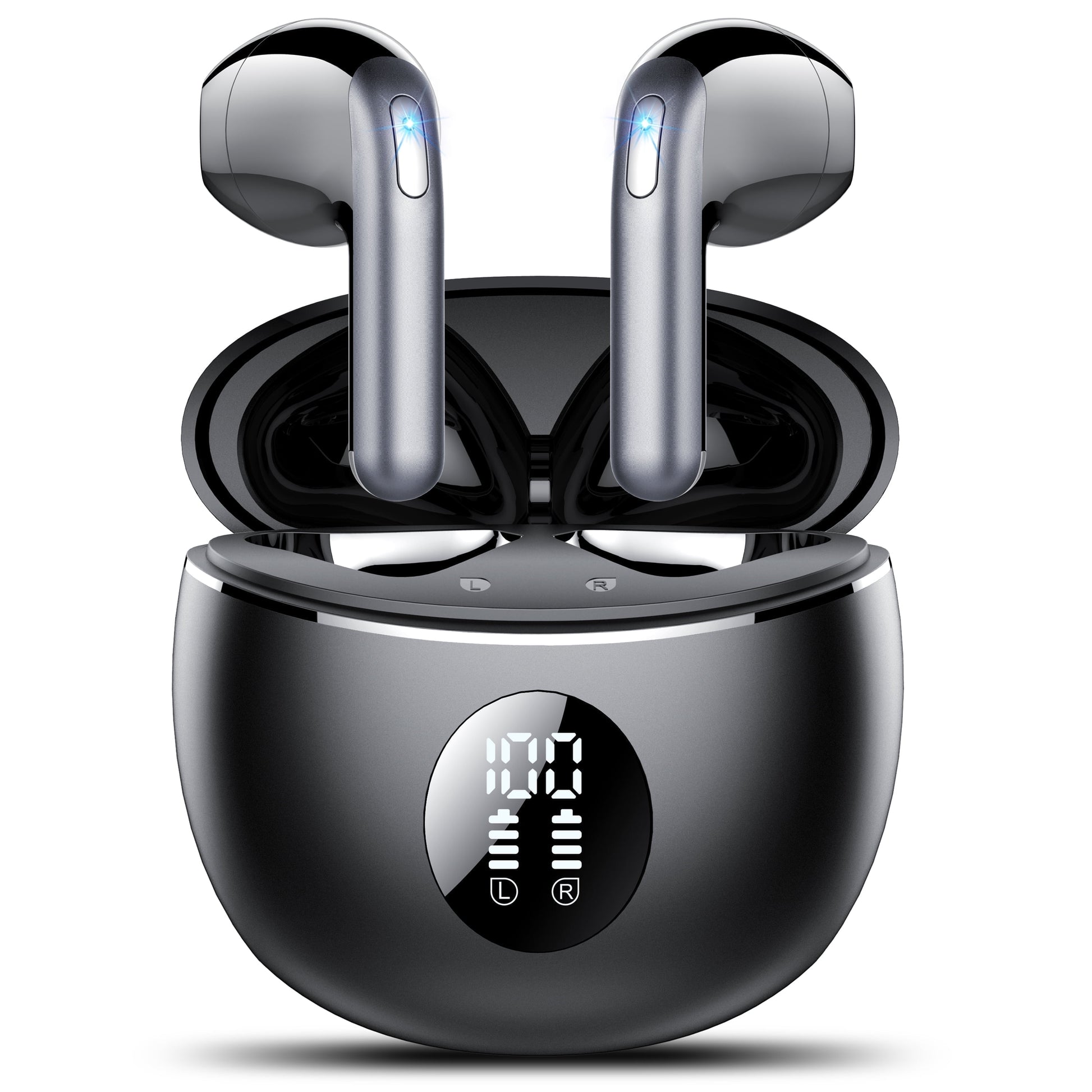 Wireless Earbuds, Bluetooth Headphones 5.4, 50Hrs Playtime Bluetooth Earbuds, in Ear Earphones with 4 ENC Call Noise Cancelling Mics, Ear Buds IPX7 Waterproof, Bass Boost 87%, USB-C Black
