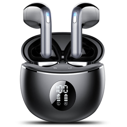 Wireless Earbuds, Bluetooth Headphones 5.4, 50Hrs Playtime Bluetooth Earbuds, in Ear Earphones with 4 ENC Call Noise Cancelling Mics, Ear Buds IPX7 Waterproof, Bass Boost 87%, USB-C Black