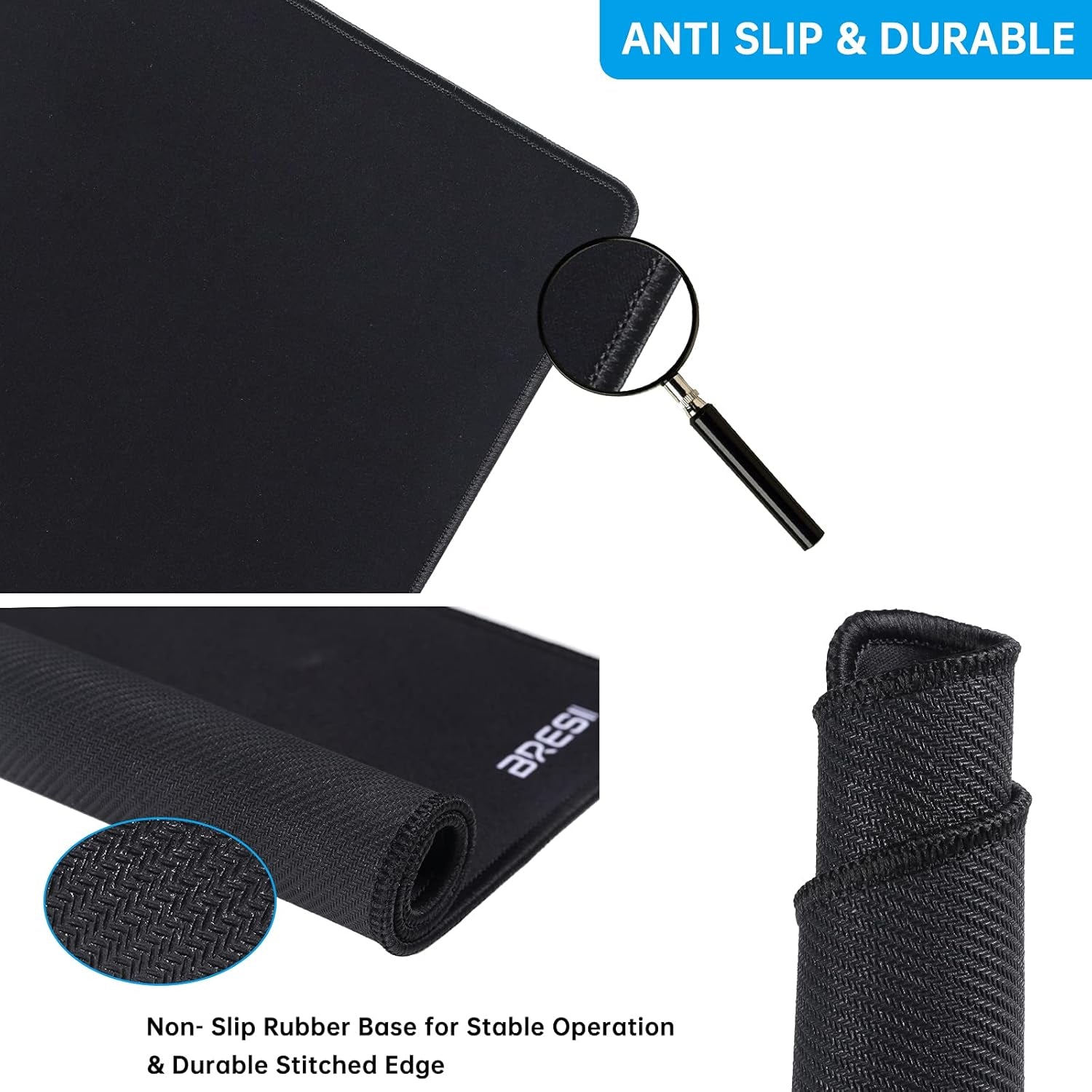 Ergonomic Bluetooth Mouse and Mouse Pad for Laptop, Silent Mouse with 3-Levels DPI, USB Nano Receiver for Android PC Notebook Computer Mac-Black