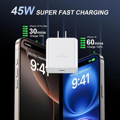 Super Fast Charger Type C, 2Pack 45W USB C Fast Charging Block Wall Charger with 2*10FT Android Phone Charger Cable Compatible with Samsung Galaxy S25/S24/S23 Ultra/S23+/S22/S21/S20