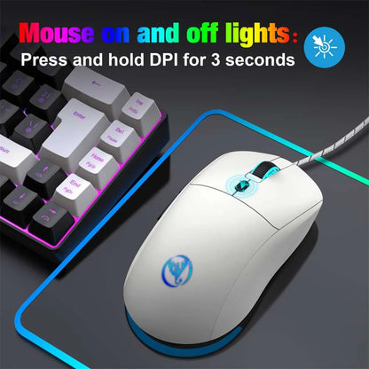 USB Wired Gaming Mouse,Usb Computer Mouse with 4 Adjustable DPI, RGB Backlit LED, Side Buttons, Ergonomic Design Mice for PC, Laptop, Windows, Mac, Vista, Linux, Gamer,White