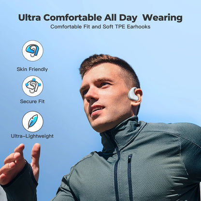 Open Ear Headphones Protect Your Ears, for Working, Running, Biking, Workout, IPX5 Waterproof Sports Headphones, Air Conduction Earbuds with Microphone, Bluetooth 5.3 Wireless Earphones