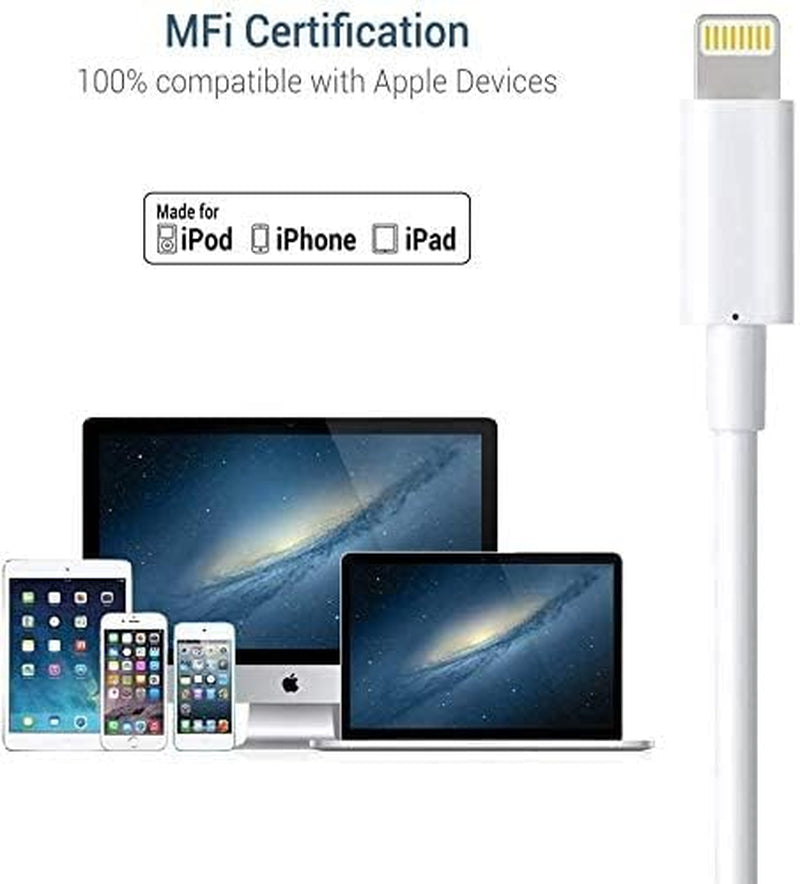 Lightning Cable Mfi Certified, 3Pack 6FT Iphone Charging Cable, USB a to Lightning Charger Cable for Iphone 14 plus 13 Pro Max 12 11 Pro Max Xs Max X 8Plus 7Plus 6S Ipad Mini 6 Ipod White