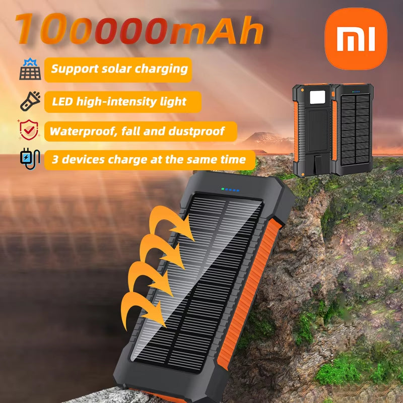 Xiaomi 50000Mah Large-Capacity Portable Outdoor Power Bank Waterproof Solar Charging Emergency Power Bank for Iphone Samsung