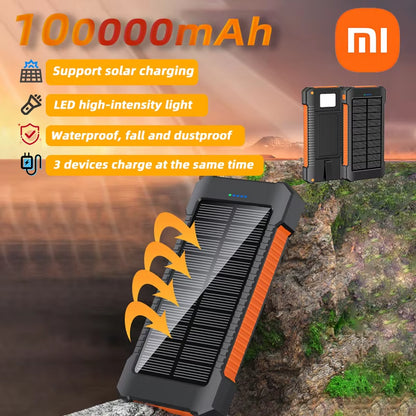 Xiaomi 50000Mah Large-Capacity Portable Outdoor Power Bank Waterproof Solar Charging Emergency Power Bank for Iphone Samsung