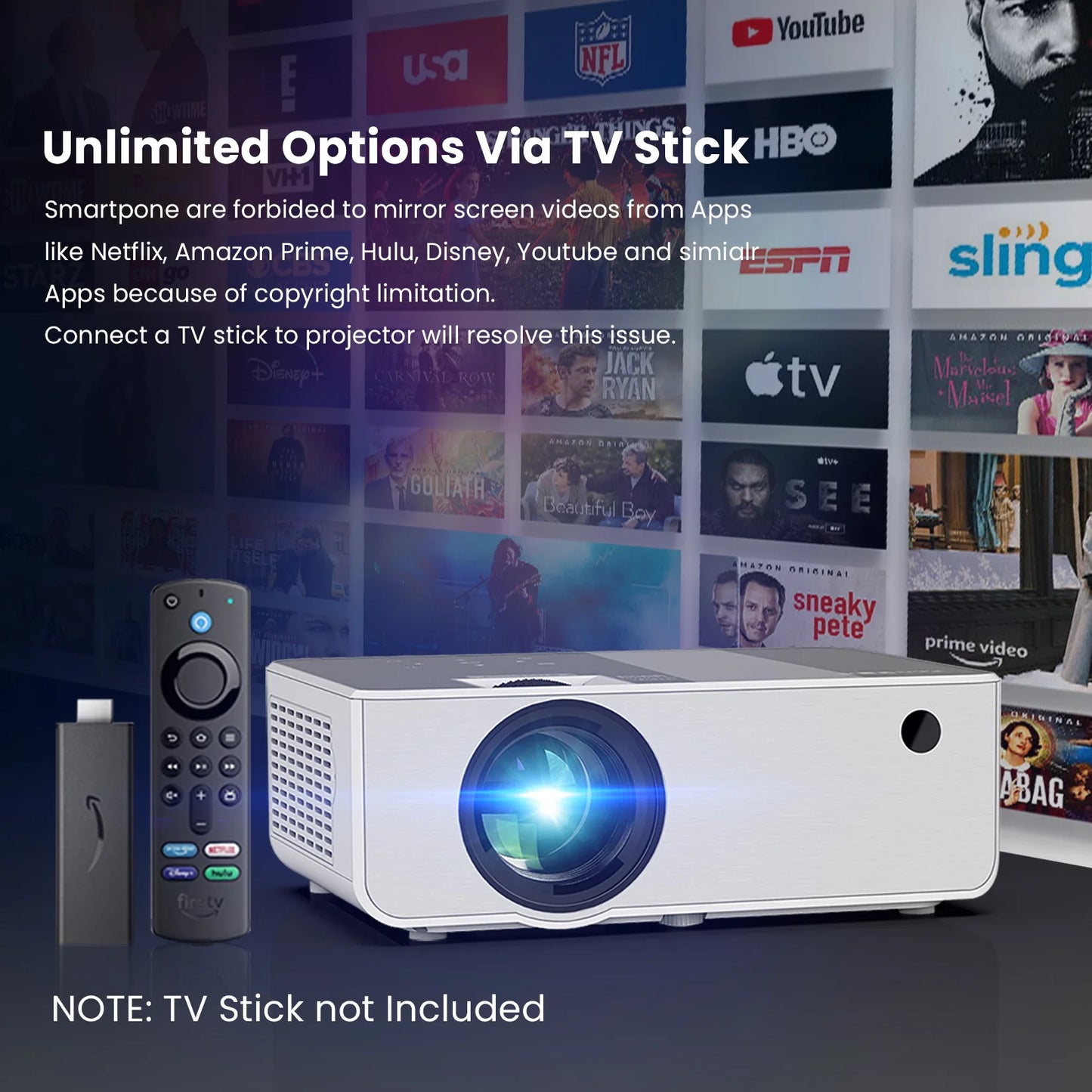 Wifi Bluetooth Projector, Portable Movie Projector Native 1080P for Home &Outdoor, Full HD Video Projector Compatible with Phone/Laptop/Pc/ TV Stick/Usb/Sd Card (Tripod Included)