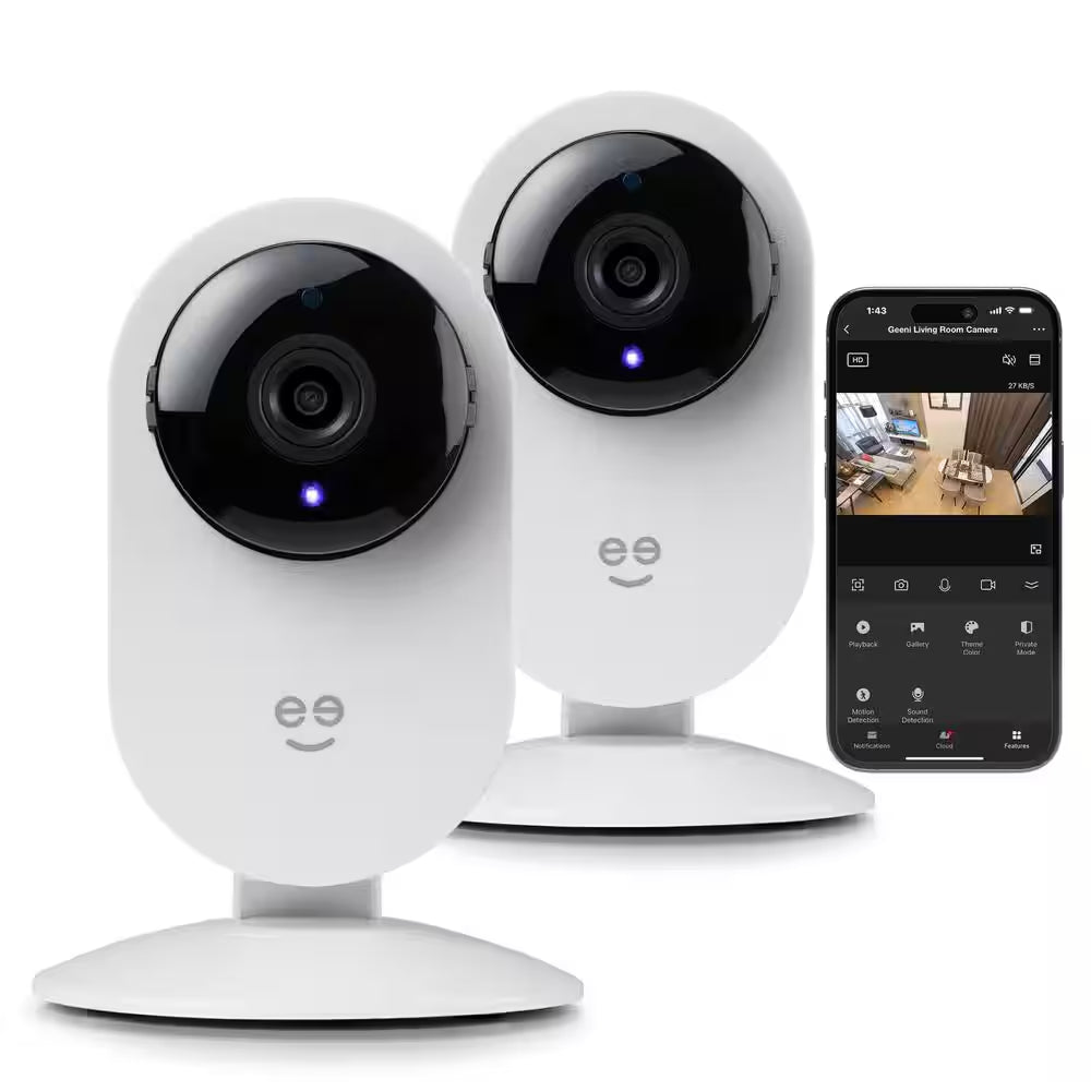 Glimpse 1080P HD Smart Camera - Indoor Home Security Camera - No Hub Required - Motion Detection Camera (2-Pack)