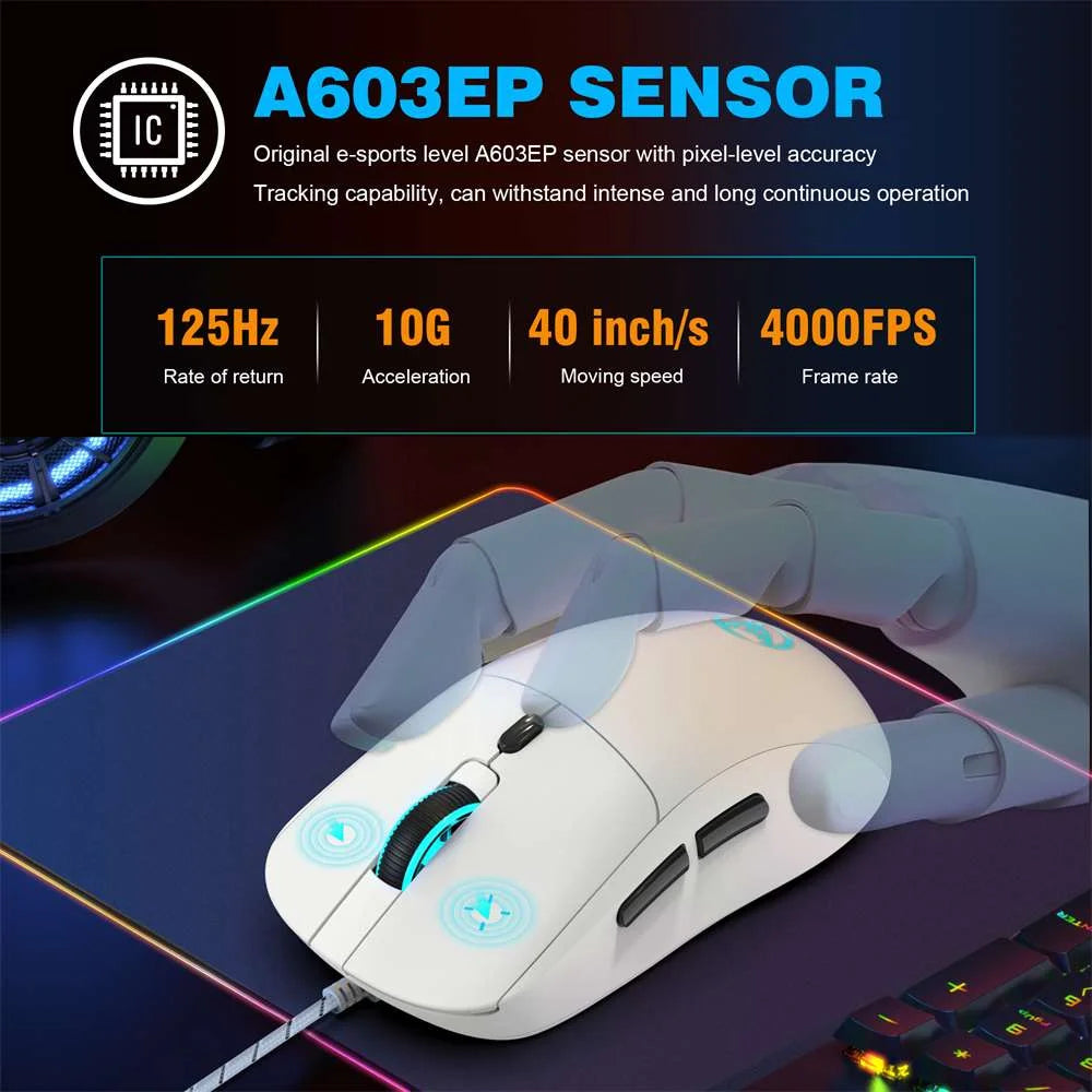 USB Wired Gaming Mouse,Usb Computer Mouse with 4 Adjustable DPI, RGB Backlit LED, Side Buttons, Ergonomic Design Mice for PC, Laptop, Windows, Mac, Vista, Linux, Gamer,White