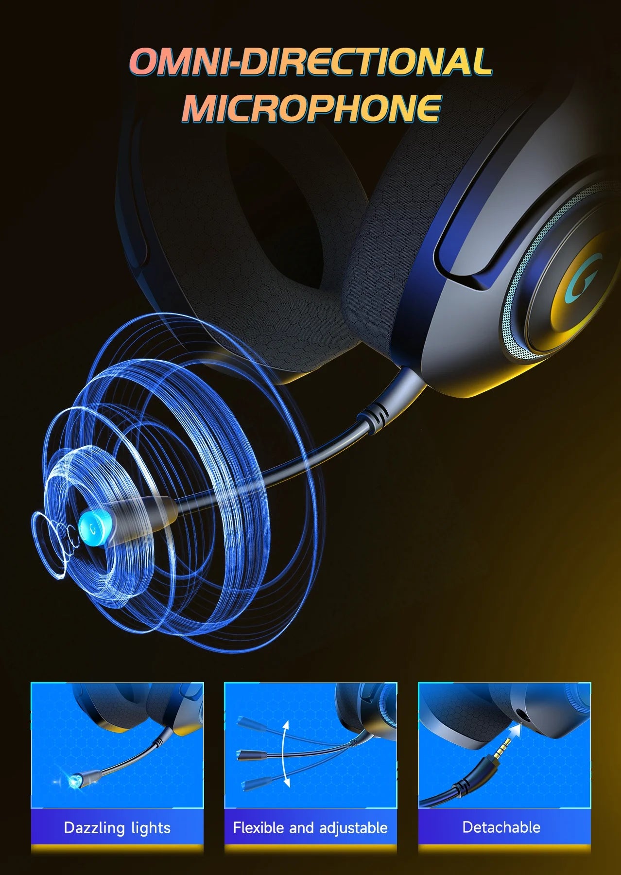 Wireless Gaming Headsets for PS5 PC Switch PC with Bluetooth 5.2, 2.4 Ghz USB Gaming Headphones with Detachable Microphone, 40H Battery Life, 3.5Mm Wired for Xbox Series,Black