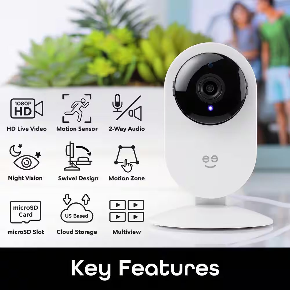 Glimpse 1080P HD Smart Camera - Indoor Home Security Camera - No Hub Required - Motion Detection Camera (2-Pack)